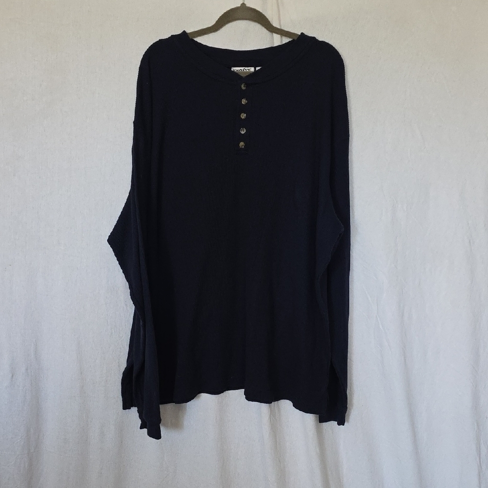 Men's Navy Blue Long Sleeve Henley Shirt